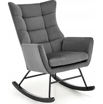 Křeslo Halmar bazalto houpací křeslo relaxační na lyžinách velur popelavé