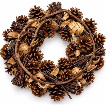 Velikonoční dekorace DECOLED věnec z borovicových šišek 32x15 cm