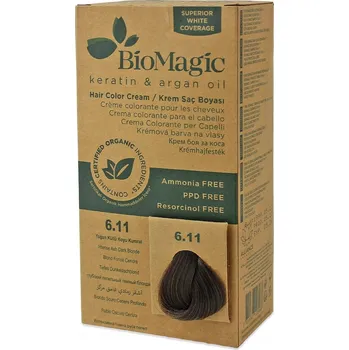 Barva na vlasy BARVA NA VLASY INTENZIVNÍ POPELAVÁ TMAVÁ BLOND (6.11) 250 g - BIOMAGIC
