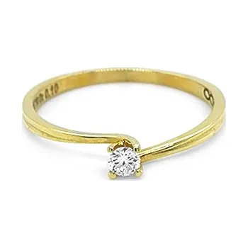 Prsten Zlatý Zásnubní Prsten s Diamantem 2011077