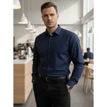 Dstreet Granátová košile slim fit střihu s originálním modrým vzorem