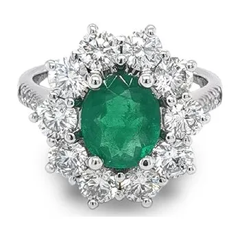 Prsten Zlatý Prsten se Smaragdem a Diamanty 2011657