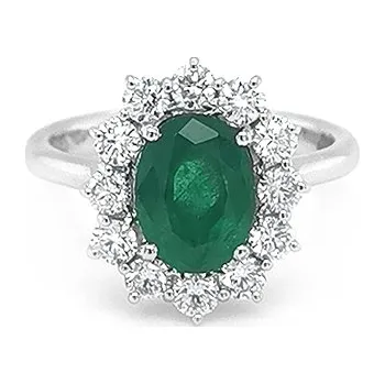 Prsten Zlatý Prsten se Smaragdem a Diamanty 2010069