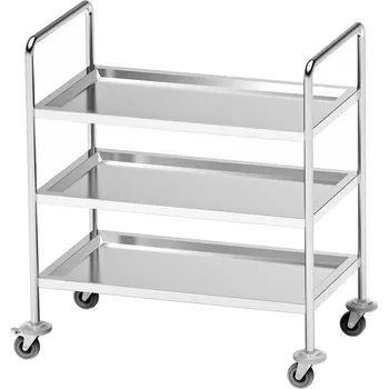 Servírovací stolek Nerezový servírovací vozík třípolicový 80x60x95cm