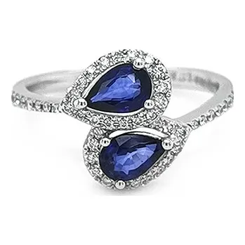 Prsten Zlatý Prsten se Safírem a Diamanty 2010588