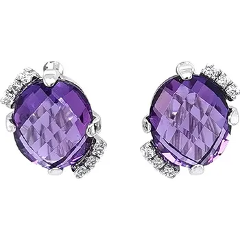 Náušnice Náušnice s Ametystem z Bílého Zlata 7120303