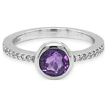 Prsten Zlatý Prsten s Ametystem a Diamanty 2011478