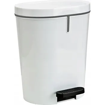 Odpadkový koš Denox Oval pedálový odpadkový koš 25 l, plast, bílý