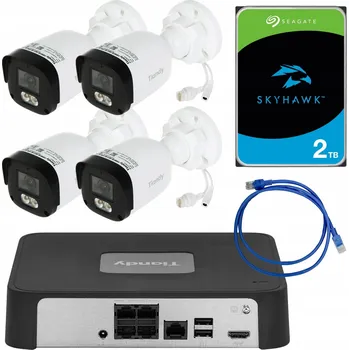 IP kamera Sada pro monitoring 4x kamera Tiandy, rekordér, 2TB disk, patchcord 2m
