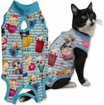 Obleček pro psa POOPERAČNÍ OBLEČEK pro kočky nebo PSA - Pohodlný Modrý Ochranný Fartůšek pro Kočky