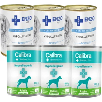 Calibra Veterinary Diets Dog Hypoallergenic Rabbit & Insect 6x400g + ENZO VET Hypoalergenní dieta s králíkem pro psy 6x400g