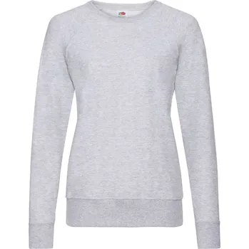 Chlapecké tričko Mikina dámská Fruit of the Loom Lightweight Raglan Sweat Lady - šedá, XS