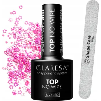 Lak na nehty CLARESA TOP NO WIPE 5G HYBRIDNÍ LAK NA NEHTY + PILNÍK + OZDOBA DÁREK