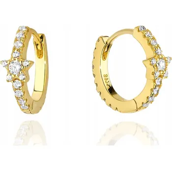 Náušnice POZLÁCENÉ NÁUŠNICE stříbro 925 KROUŽKY KREOLKY ZIRKONY