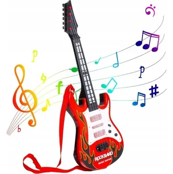 Hudební nástroj pro děti ROCKOVÁ KYTARA AMAZIA PRO DĚTI 50 CM - ZVUKY + LED SVĚTLA NA BATERIE