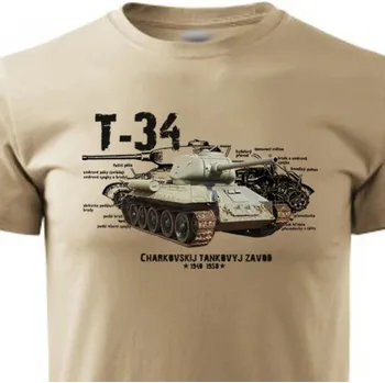 Pánské tričko Triko Striker Tank T-34 - béžové, XXL