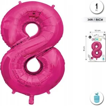 Balónek Fóliový balónek růžový číslice 8, 86 cm (34'')