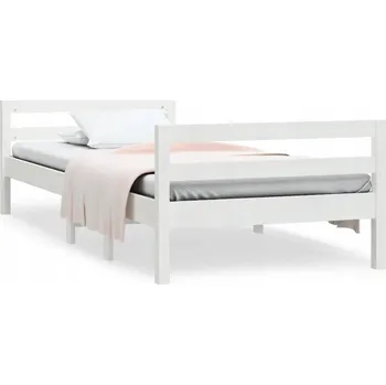 Postel Rám postele bez matrace, bílá, 90x190 cm, masivní borovicové dřevo