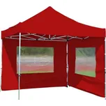 Zahradní stan nůžkový, 3x3 m, 2 boční stěny, červený