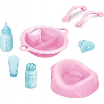 Doplněk pro panenku SADA DOPLŇKŮ PRO PANENKY - LAHEV, NOČNÍK, MISKA, PŘÍBORY