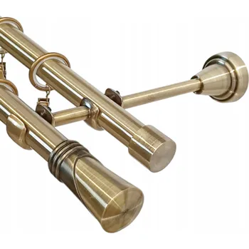 Garnýž GARNÝŽ KOVOVÁ DVOJITÁ SADA S RŮZNÝMI KONCOVKAMI ZLATÁ ANTIK 400 cm galvanizovaná