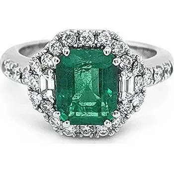 Prsten Zlatý Prsten se Smaragdem a Diamanty 2010068