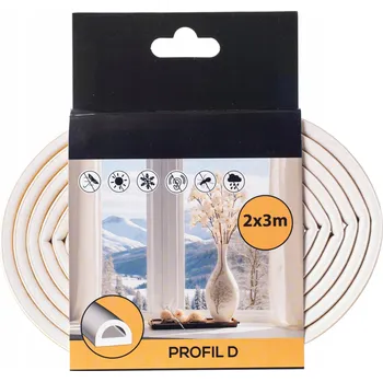 Těsnění do okna a dveří TĚSNĚNÍ DVEŘÍ DO OKEN SAMOLEPICÍ TLUMÍCÍ TĚSNĚNÍ TYP D 6 m