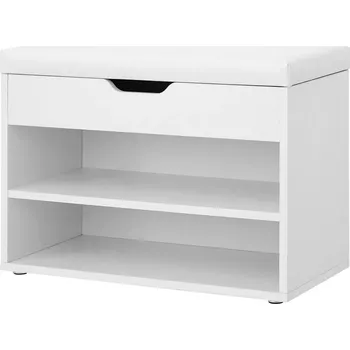 Botník Botník se sklopným polstrovaným sedadlem, 60 x 30 x 44 cm, bílý