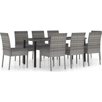 Zahradní sestava Sada zahradního nábytku z umělého ratanu VidaXL, šedá, 9 dílů