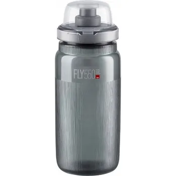 Láhev Lahev Na Pití Elite Fly MTB Tex Smoke, šedé logo 550ml