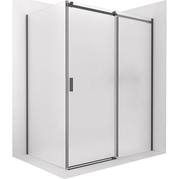 CERANO - Sprchový kout Santoro - pravá - 6 mm - černá matná, mléčné sklo - 120x90 cm - posuvný