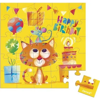 Puzzle Janod Blahopřání k narozeninám s puzzle Kočka