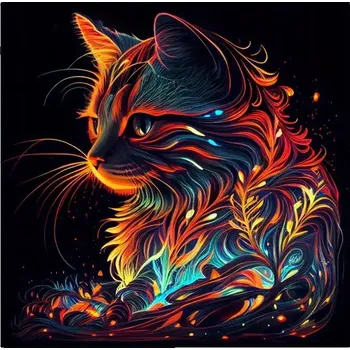 Obraz Diamantová Mozaika Kočka v Uměleckých Barvách 30x40 cm Kreativní