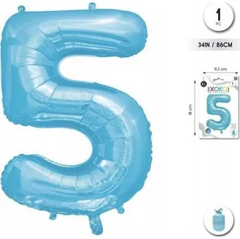 Balónek Fóliový balónek modrý číslice 5, 86 cm (34'')