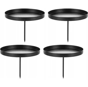 Svícen Kovový svícen na sloupové svíčky pro dekorace 10x7cm 4ks Černý