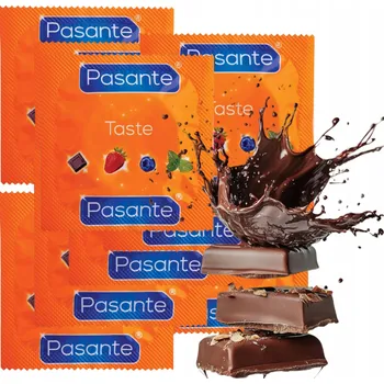 Kondom PASANTE ČOKOLÁDOVÉ PREZERVATIVY S PŘÍCHUTÍ, Z PŘÍRODNÍHO LATEXU, ZESÍLENÉ, 10 KS
