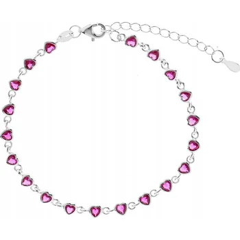 Náramek Stříbrný náramek 925 Růžová srdíčka s Zirkony