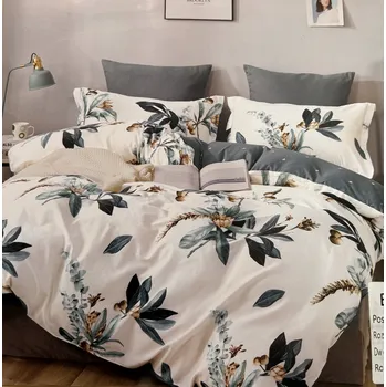 Povlečení Sada povlečení 100% bavlna Mengtianzi B-1179 bílá s květinami 160 x 200 3 ks