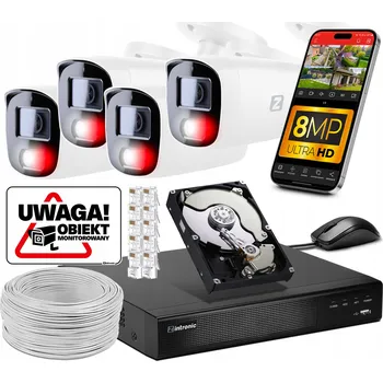 IP kamera Monitorovací sada 4x 4K 8MPx POE kamera | Záznamové zařízení | Audio | Detekce