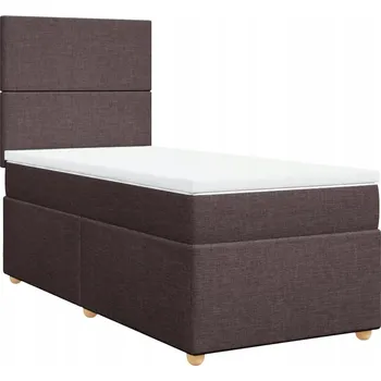 Postel vidaXL Box spring postel s matrací 90x200 cm textil [3291158] Barva: tmavě hnědá