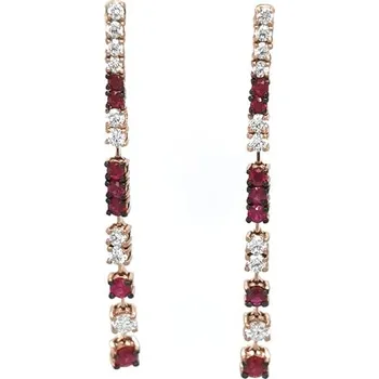 Náušnice Zlaté Náušnice s Rubíny a Diamanty 2020754