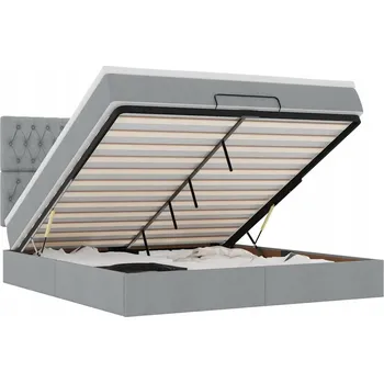 Postel VidaXL Rám postele s úložným prostorem a matrací, světle šedá, 160x200 cm, látka