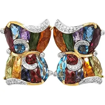 Náušnice Zlaté Náušnice Polodrahokamy a Diamanty 2020792