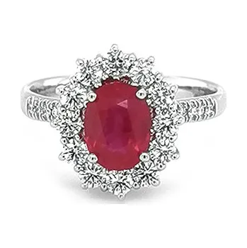 Prsten Zlatý Prsten s Rubínem a Diamanty 2010006