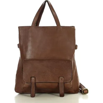 Kabelka Tmavě hnědá dámská kožená shopper kabelka / batoh MARCO MAZZINI (v166b) Velikost: ONE SIZE