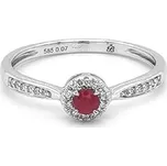 Rubínový prsten s diamanty z bílého zlata 2011401