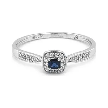 Prsten Zlatý prsten se safírem a diamanty 2011388