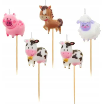 Dortová svíčka Svíčky na dort s motivem hospodářských zvířat k narozeninám 5 ks