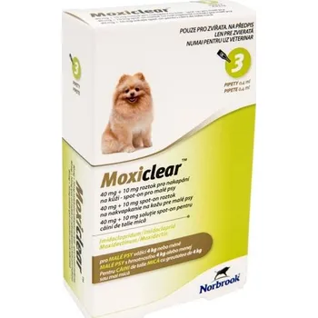 Antiparazitikum pro kočku Norbrook Moxiclear 40+10mg S.O. pes malý do 4kg a.u.v. 3x0,4ml