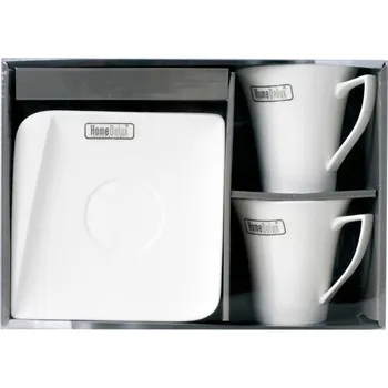 Porcelánové šálky na kávu a čaj s podšálky HOME DELUX QUATRE WHITE 4 el.